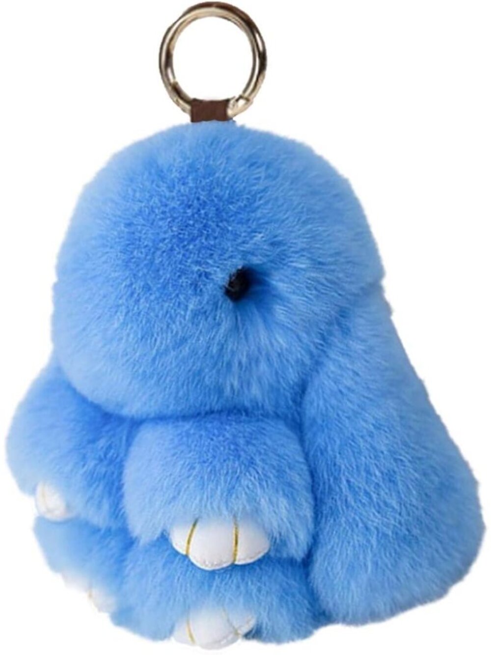 Soft Cute Bunny Keychain Artificial Rabbit Fur Plush Fluffy Pom pom Key Ring for